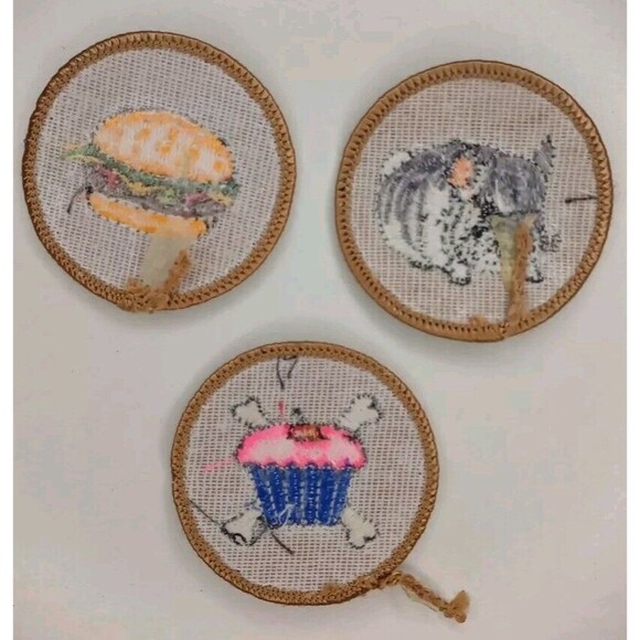 Applique Badge Patch, Set of 3, Iron on: Chinchilla, Burger, Punk Cupcake, 2" - Picture 2 of 5